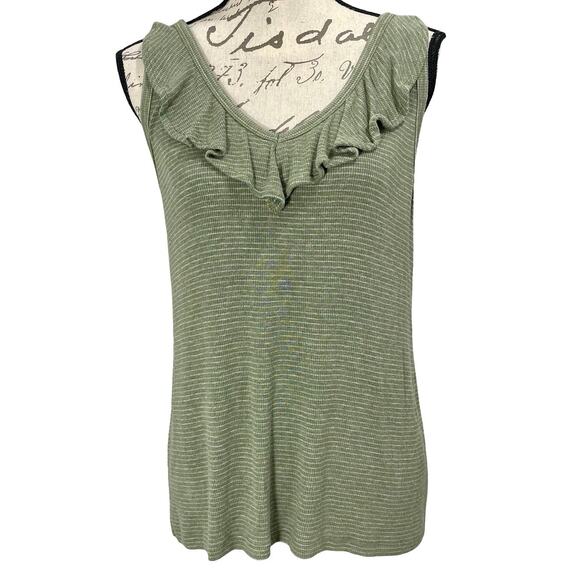 Cabi Wink Tank Top Olive Green Striped Knit Sleeveless Boho Sz Small - Picture 1 of 6
